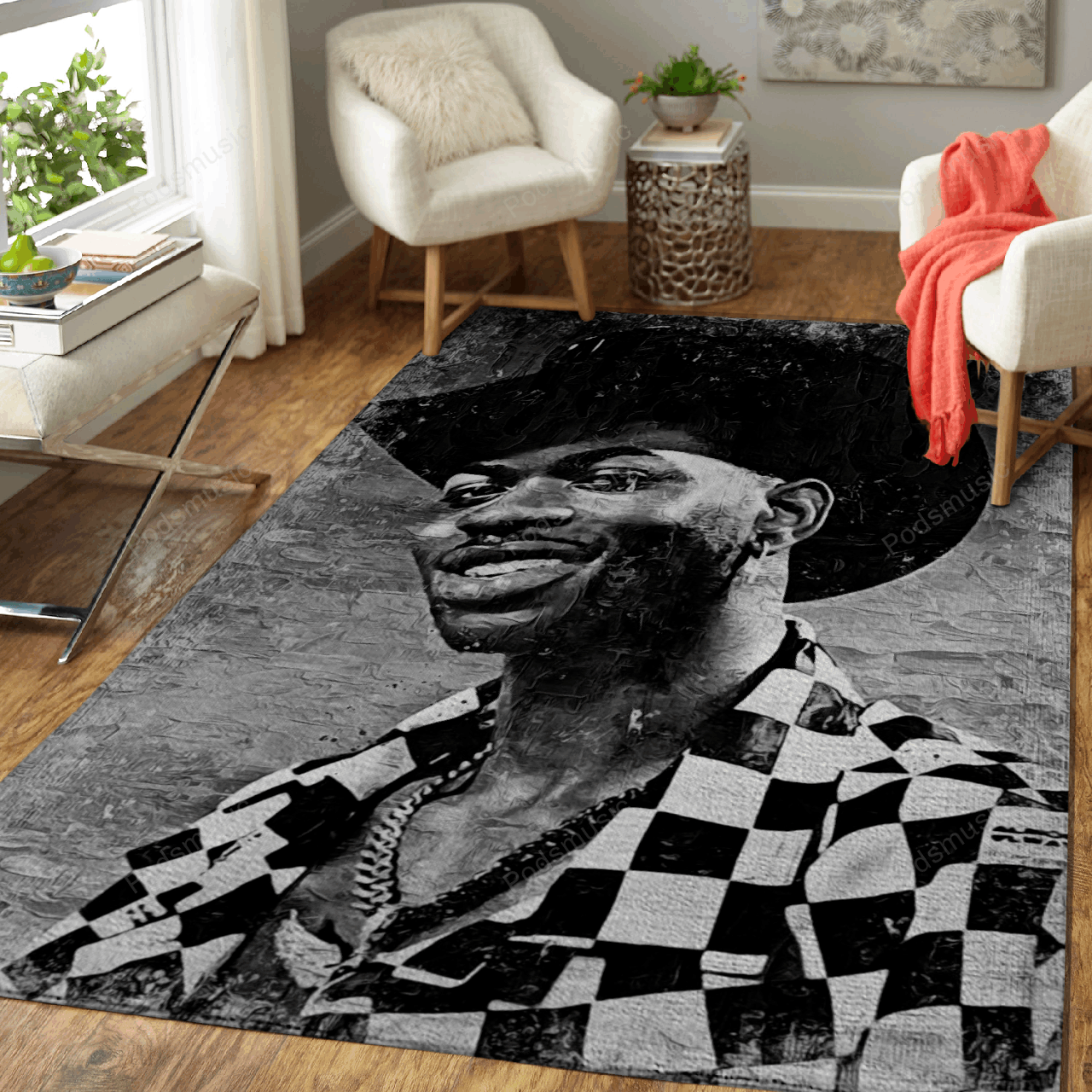 Lil Nas X Music Monochrome Art For Fans Area Rug Living Room Carpet Rug Regtangle Carpet Floor Decor Home Decor