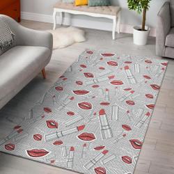 Lipstick Red Lips Pattern Print Area Rug Living Room Rug Home Decor