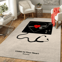Listen To Your Heart Music Art For Fans Area Rug Living Room Carpet Rug Regtangle Carpet Floor Decor Home Decor