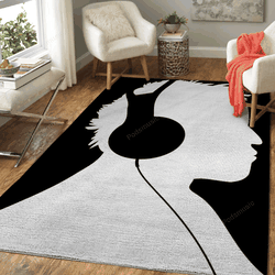 Listening To Music Black And White Music Art For Fans Area Rug Living Room Carpet Rug Regtangle Carpet Floor Decor Home Decor