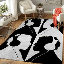 Listening To Music X4 Black And White Music Art For Fans Area Rug Living Room Carpet Rug Regtangle Carpet Floor Decor Home Decor
