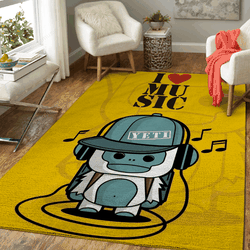 Little Yeti I Love Music Mocharobot Series Art For Fans Area Rug Living Room Carpet Rug Regtangle Carpet Floor Decor Home Decor