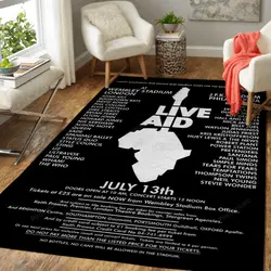 Live Aid Artwork Black Music Art For Fans Area Rug Living Room Carpet Rug Regtangle Carpet Floor Decor Home Decor