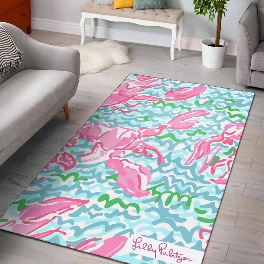 Lobstah Roll Lilly Pulitzer Area Rug Living Room Rug Home Decor Carpet