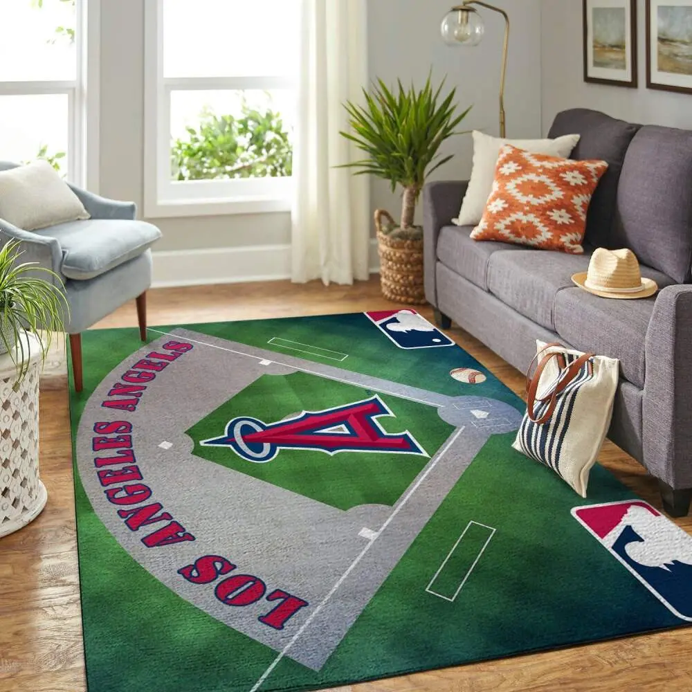 Los Angeles Angels Area Rug Mlb Baseball Team Logo Carpet Living Room Rugs 2
