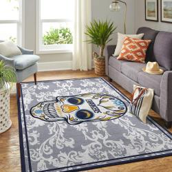 Los Angeles Chargers Nfl Skull Flower Style Living Room Rug Regtangle Carpet