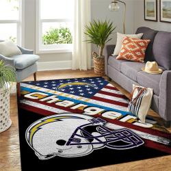 Los Angeles Chargers Nfl American Flag Style Living Room Sports Rug Regtangle Carpet