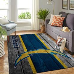 Los Angeles Chargers Nfl Wooden Style Living Room Sports Rug Regtangle Carpet