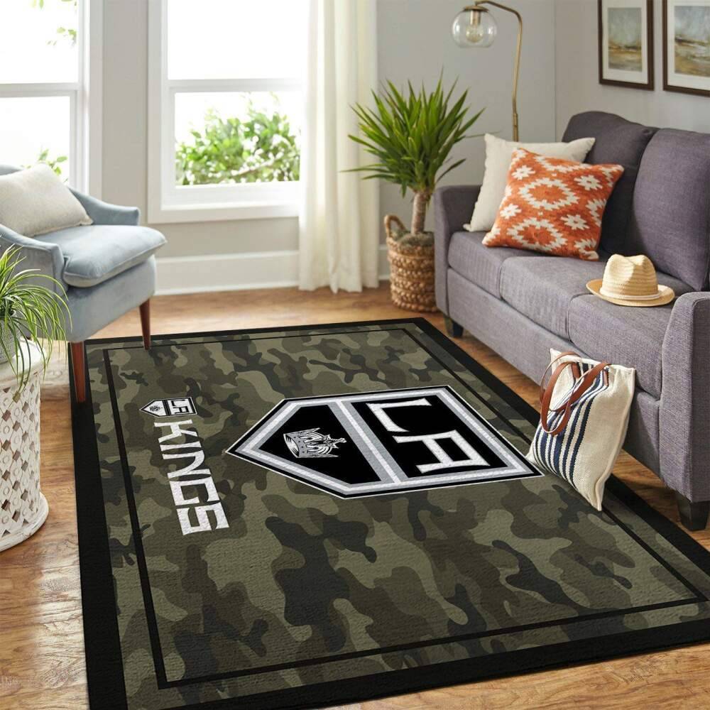 Los Angeles Kings Nhl Area Rugs Camo Style Living Room Regtangle Carpet