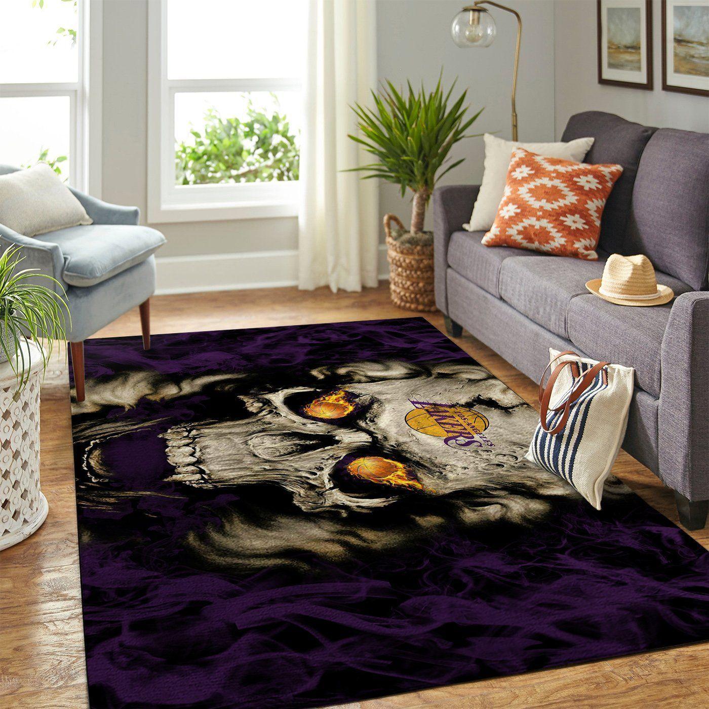 Los Angeles Lakers Nba Rugs Skull Style Living Room Carpet Regtangle Carpet
