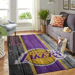 Los Angeles Lakers Nba Wooden Style Living Room Carpet Rug Regtangle Carpet