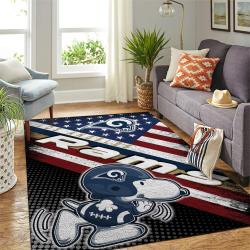 Los Angeles Rams Nfl American Flag Snoopy Living Room Rug Regtangle Carpet