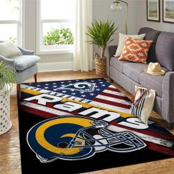 Los Angeles Rams Nfl American Flag Living Room Sports Rug Regtangle Carpet