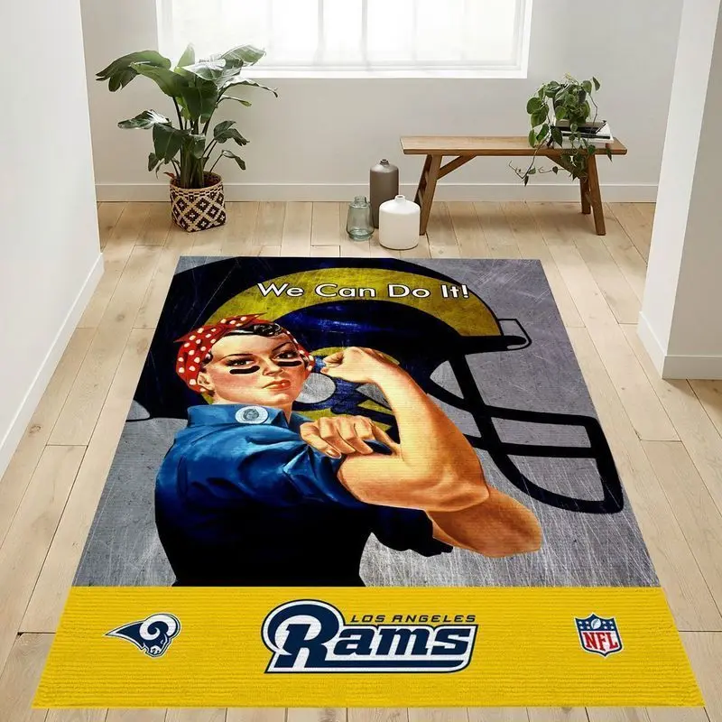 Los Angeles Rams Yellow Nfl Logo Area Rug For Gift Bedroom Rug Home De 2