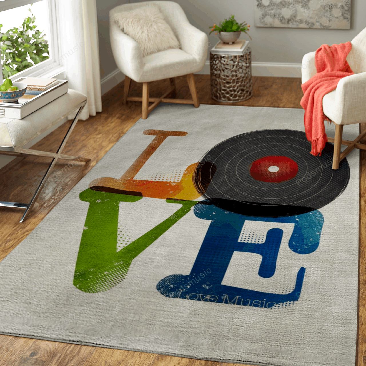 Love Is Music Vintage Art For Fans Area Rug Living Room Carpet Rug Regtangle Carpet Floor Decor Home Decor