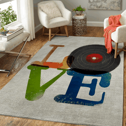 Love Is Music Vintage Art For Fans Area Rug Living Room Carpet Rug Regtangle Carpet Floor Decor Home Decor