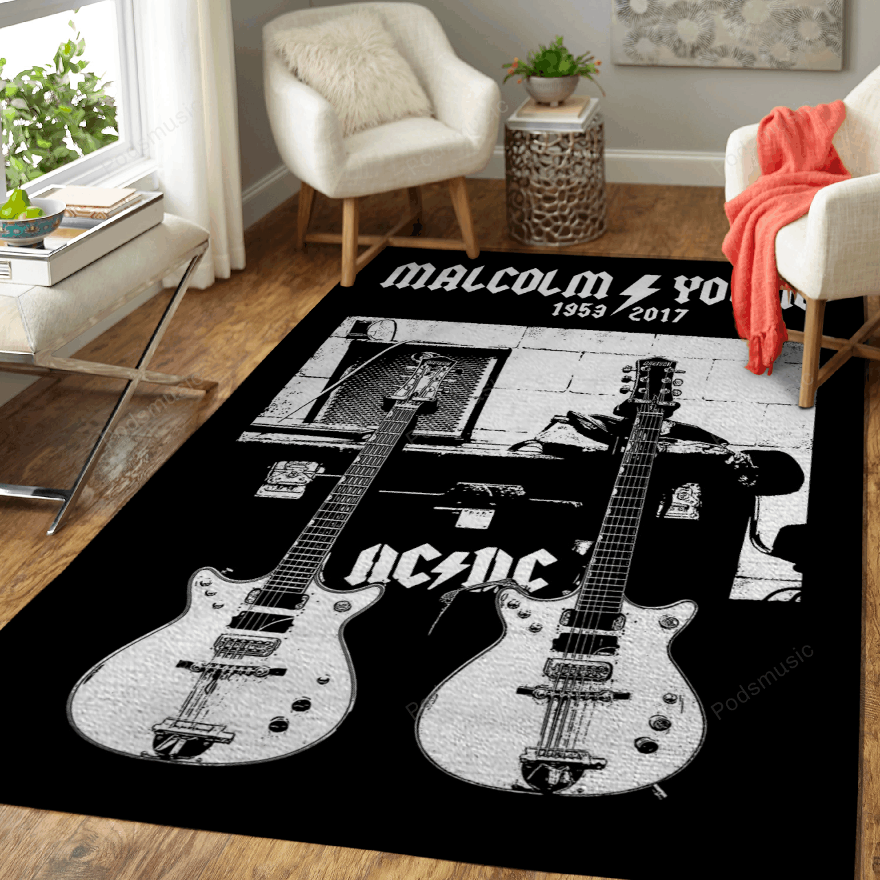 Malcolm Young Gretsch Guitars Music Art For Fans Area Rug Living Room Carpet Rug Regtangle Carpet Floor Decor Home Decor