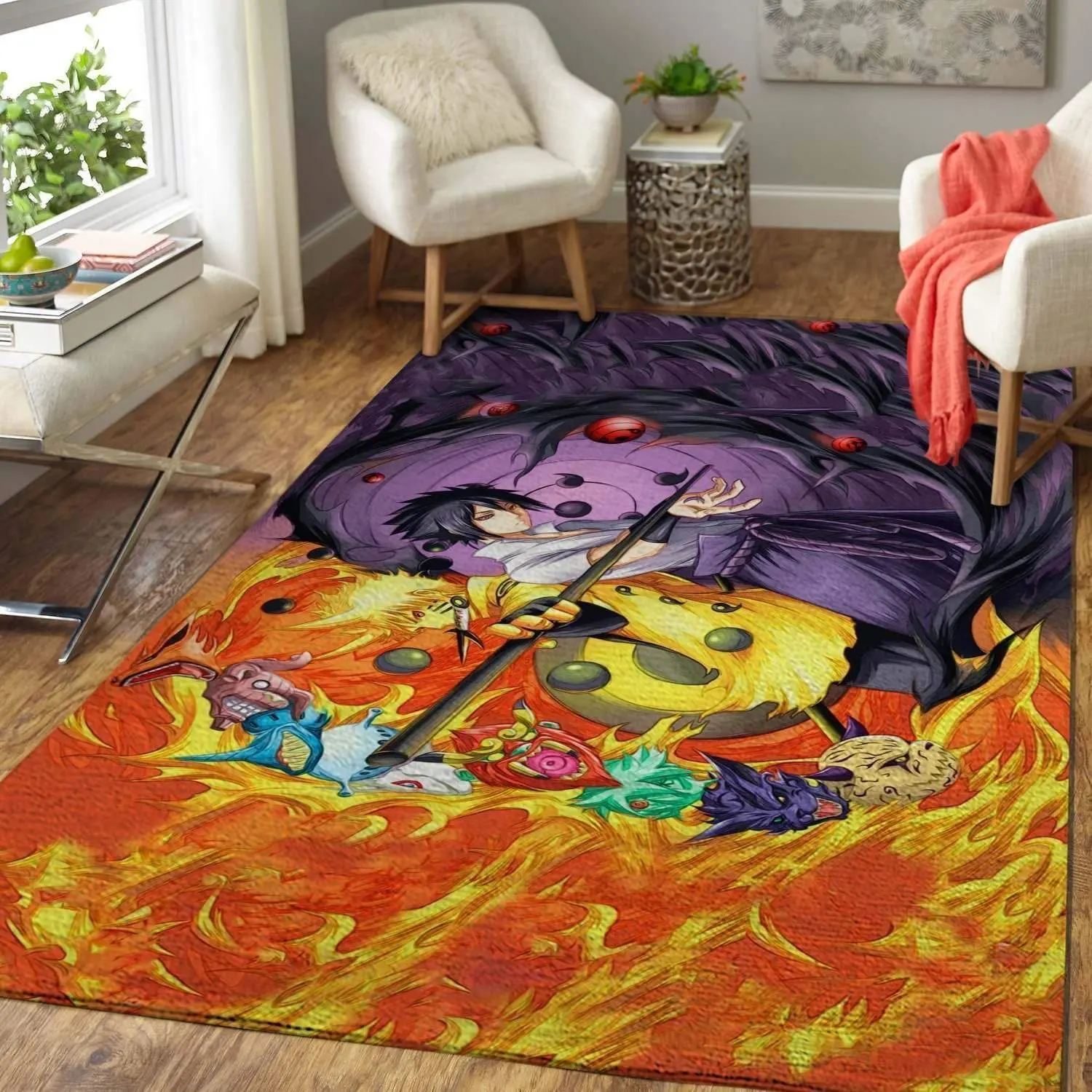 Manga Anime Fans Naruto Vs Sasuke Area Rug Home Decor Area Rug Living Room