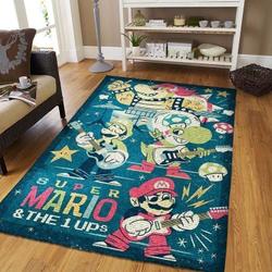 Mario & The 1 Ups Area Rug Nintendo Video Game Carpet Gamer Living Room Rugs Rug Regtangle Carpet Floor Decor Home Decor