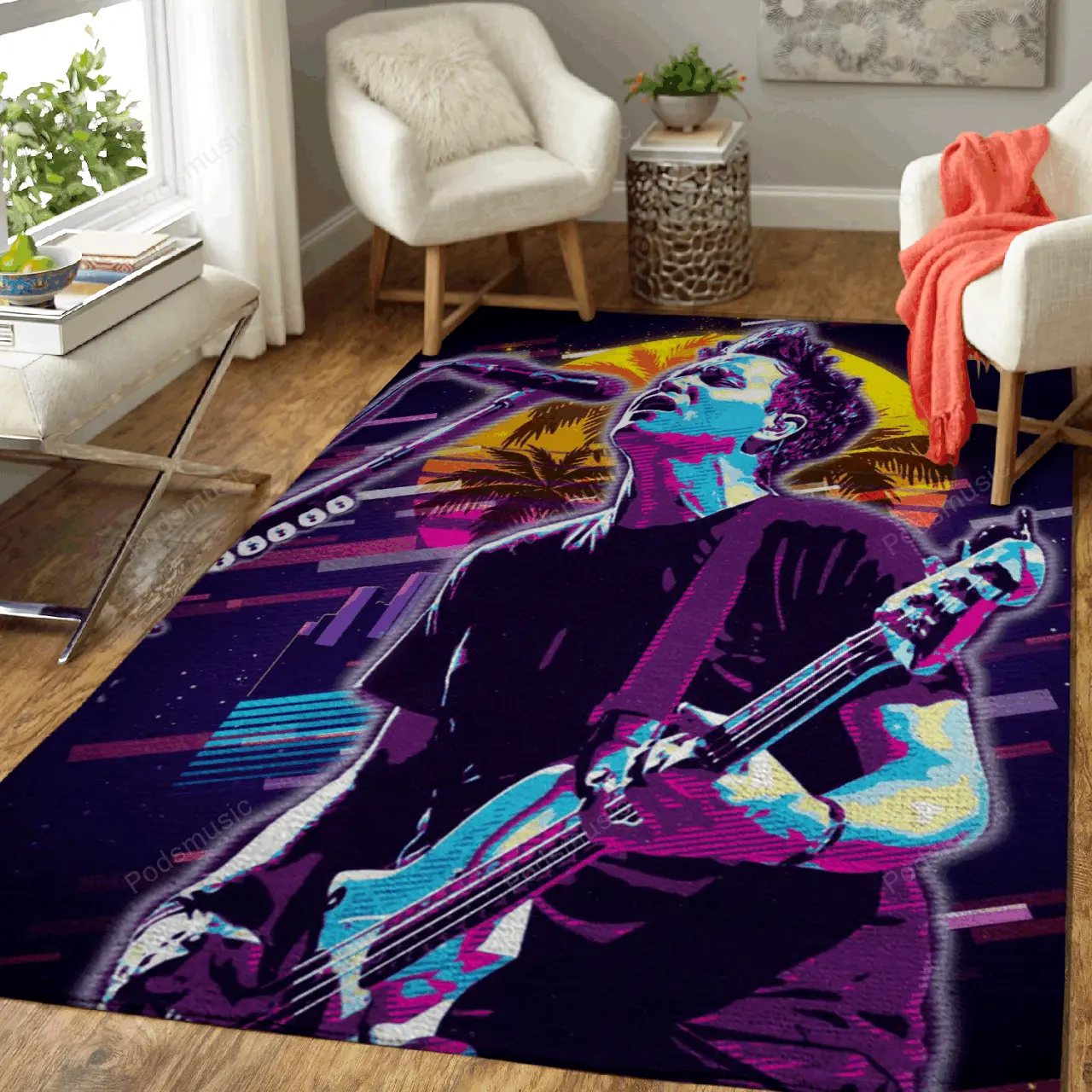 Mark Hoppus Of Blink182 Artwork Music Synthwave 80S Art For Fans Area Rug Living Room Carpet Rug Regtangle Carpet Floor Decor Home Decor