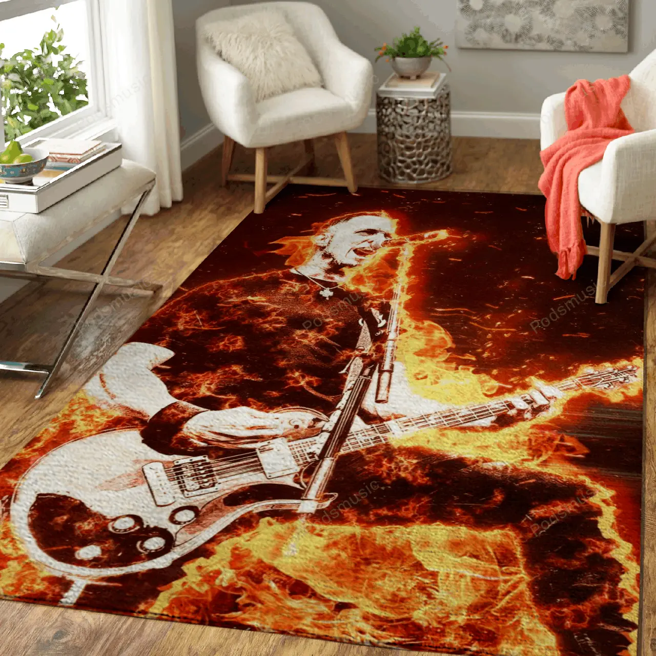 Mark Tremonty Burning Music Art For Fans Area Rug Living Room Carpet Rug Regtangle Carpet Floor Decor Home Decor