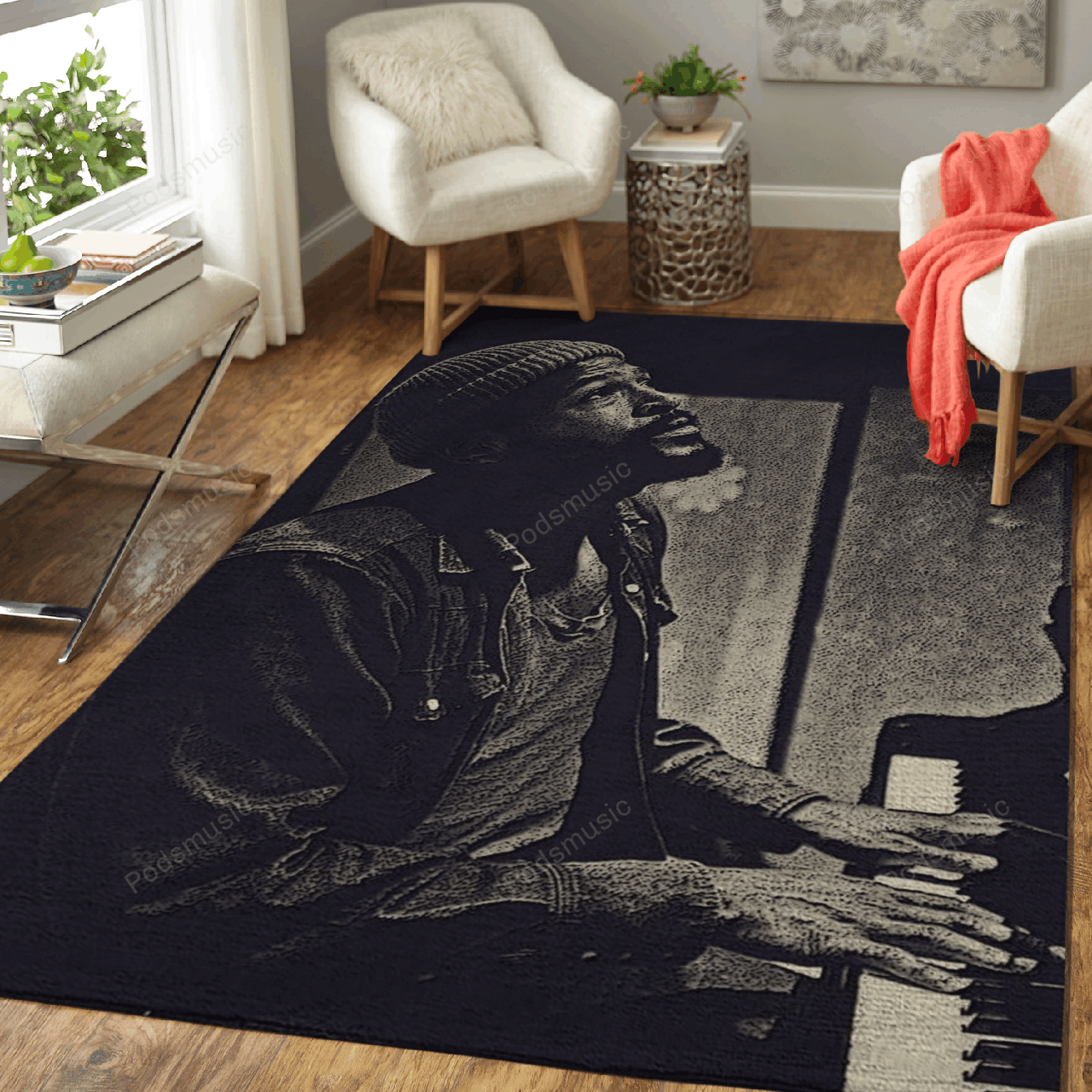 Marvin Gaye And Piano Music Artist Art For Fans Area Rug Living Room Carpet Rug Regtangle Carpet Floor Decor Home Decor
