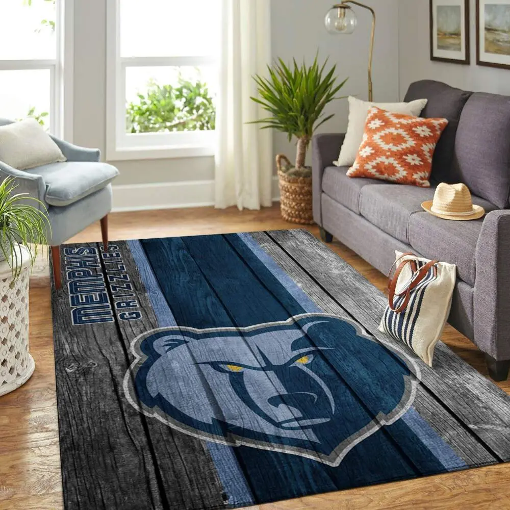 Memphis Grizzlies Nba Wooden Style Living Room Sports Rug Regtangle Carpet