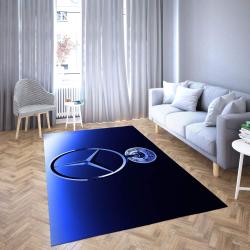Mercedes Area Rug Black & Blue Logo Living Room Carpet Rug Regtangle Carpet Floor Decor Home Decor