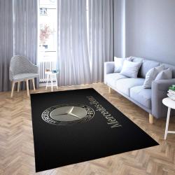 Mercedes Area Rug Black Logo Living Room Carpet Rug Regtangle Carpet Floor Decor Home Decor