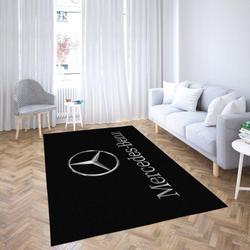 Mercedes Area Rug Black & White Logo Living Room Carpet Rug Regtangle Carpet Floor Decor Home Decor