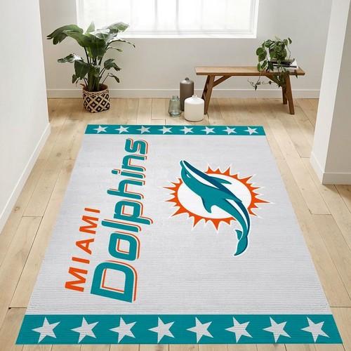 Miami Dolphins Banner Nfl Logo Area Rug For Gift Bedroom Rug Home Us D