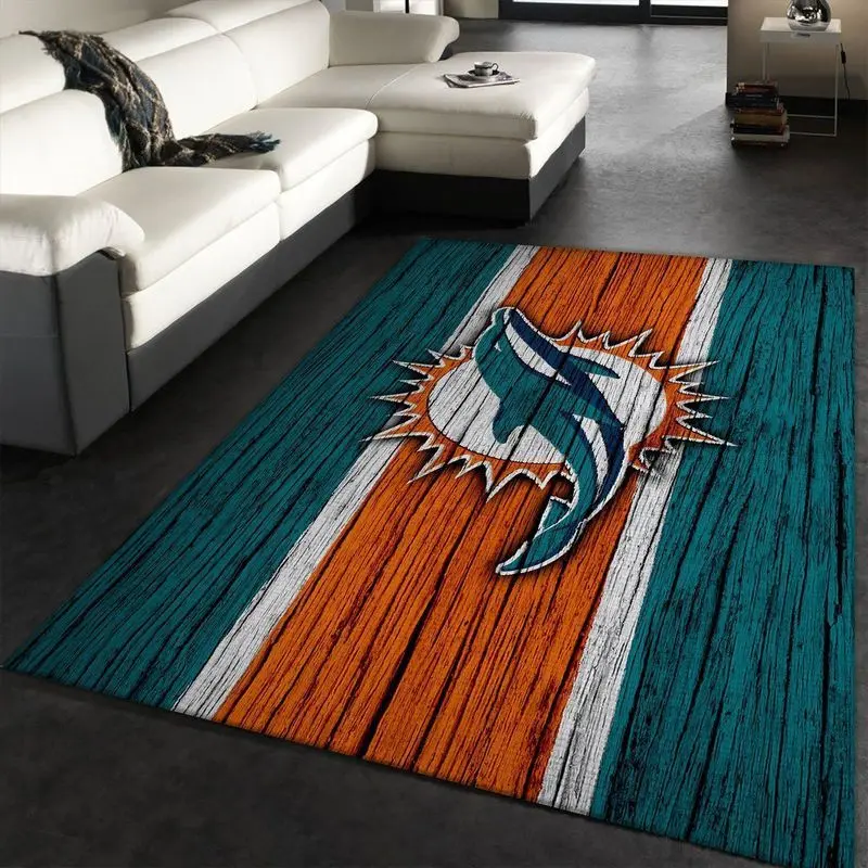 Miami Dolphins Nfl 25 Area Rug Living Room And Bed Room Rug Regtangle Carpet