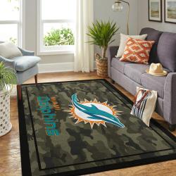 Miami Dolphins Nfl Camo Style Living Room Carpet Home Rug Regtangle Carpet