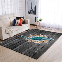 Miami Dolphins Nfl Area Rugs Football Living Room Wooden Home Rug Carpet