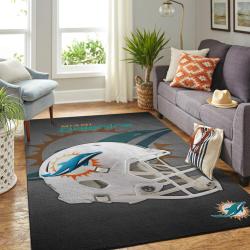 Miami Dolphins Nfl  Helmet Living Room Carpet Sports Rug Regtangle Carpet