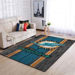 Miami Dolphins Nfl Wooden Style Living Room Carpet Sports Rug Regtangle Carpet