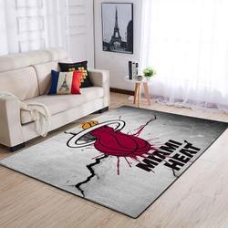 NBA Miami Heat Basketball Area Rug Living Room Rug Team Logo Carpet V1795