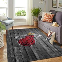 Miami Heat Nba Living Room Carpet Gray Wooden Home Rug Regtangle Carpet