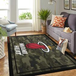 Miami Heat Nba Area Rugs Camo Style Living Room Carpet Regtangle Carpet