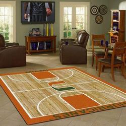 NCAA Miami (FL) Hurricanes Living Room Rug Basketball Court Ofd 19120726