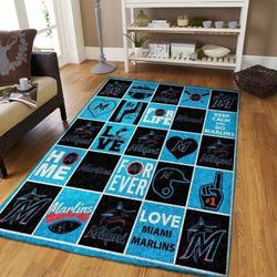 Miami Marlins Area Rug Mlb Team Logo Carpet Living Room Rugs V3678