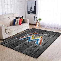 Miami Marlins Wooden Area Rug Mlb Team Logo Carpet Living Room Rugs 1