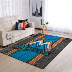 Miami Marlins Wooden Area Rug Mlb Team Logo Carpet Living Room Rugs 2