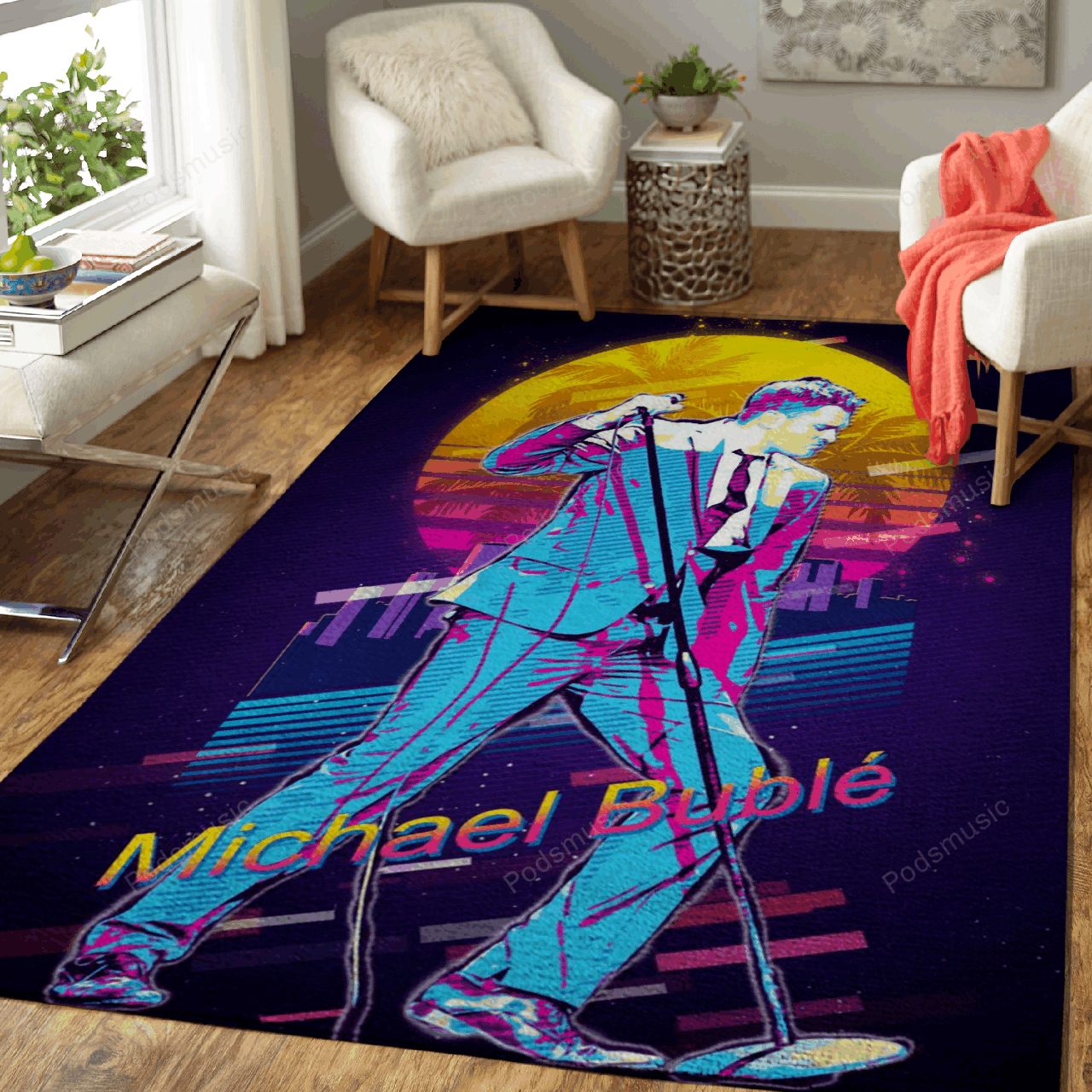 Michael Buble Artwork Music Synthwave 80S Art For Fans Area Rug Living Room Carpet Rug Regtangle Carpet Floor Decor Home Decor