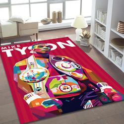 Mike Tyson Rug Mike Tyson Retro Inspired Boxing Art Floor Rug Sport Room Carpet Decor