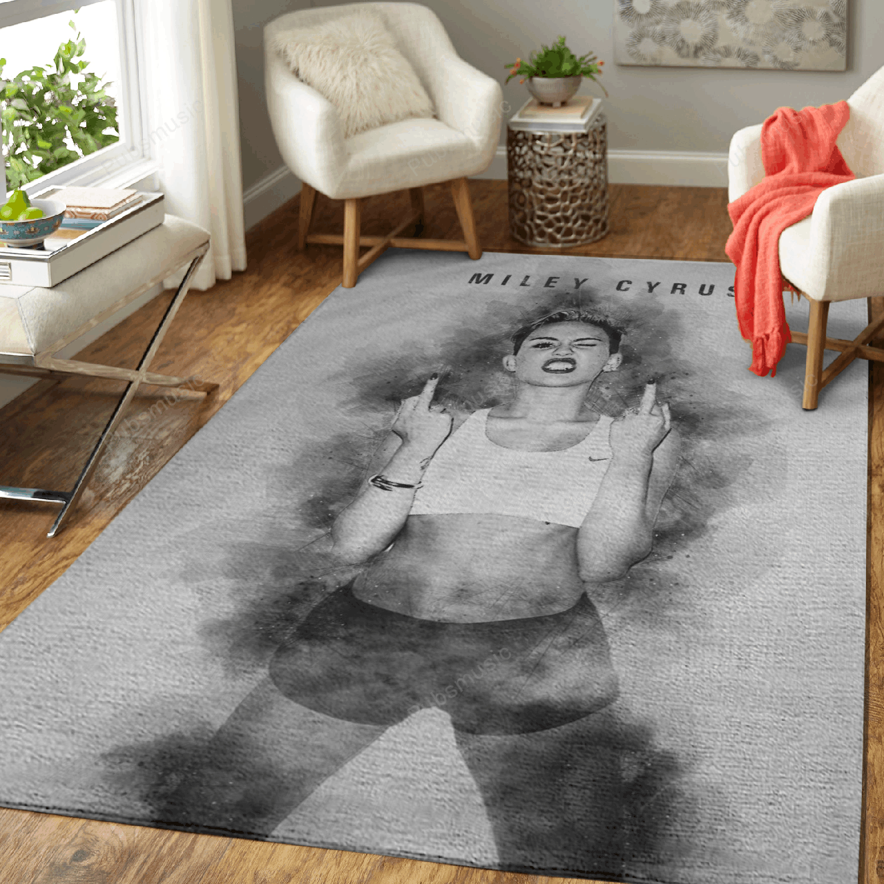 Miley Cirus Music Monochrome Art For Fans Area Rug Living Room Carpet Rug Regtangle Carpet Floor Decor Home Decor