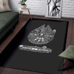 Millennium Falcon Area Rug Black & White Star Wars Movies Living Room