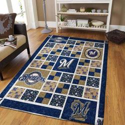 Milwaukee Brewers Area Rug Mlb Team Logo Carpet Living Room Rugs Decor V1758
