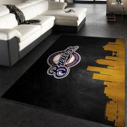 Milwaukee Brewers Area Rug Mlb Team Logo Carpet Living Room Rugs Decor 1