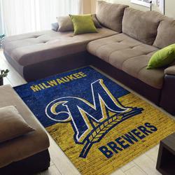 Milwaukee Brewers Area Rug Mlb Team Logo Carpet Living Room Rugs Decor 8